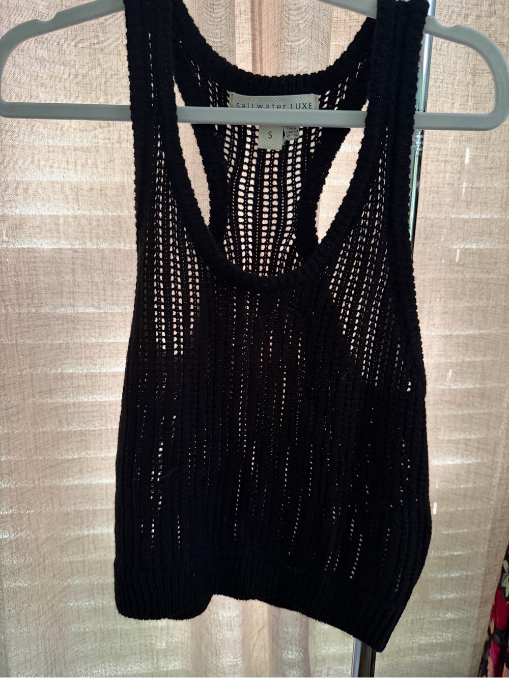 saltwater LUXE Black Open-Weave Racerback Tank